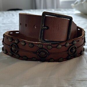 Bed Stu Leather Belt Size 36 Boho Grommet Belt EUC